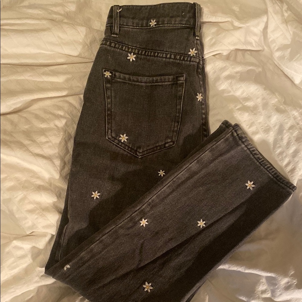 Embroidered Black Jeans for Women